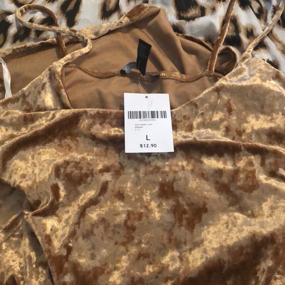 Gold Crushed Velvet Dress